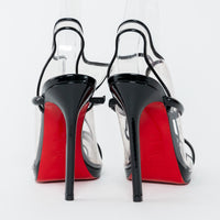 Christian Louboutin Black Patent Leather Clear PVC Aqua Ronda 120mm Sandals Size 38