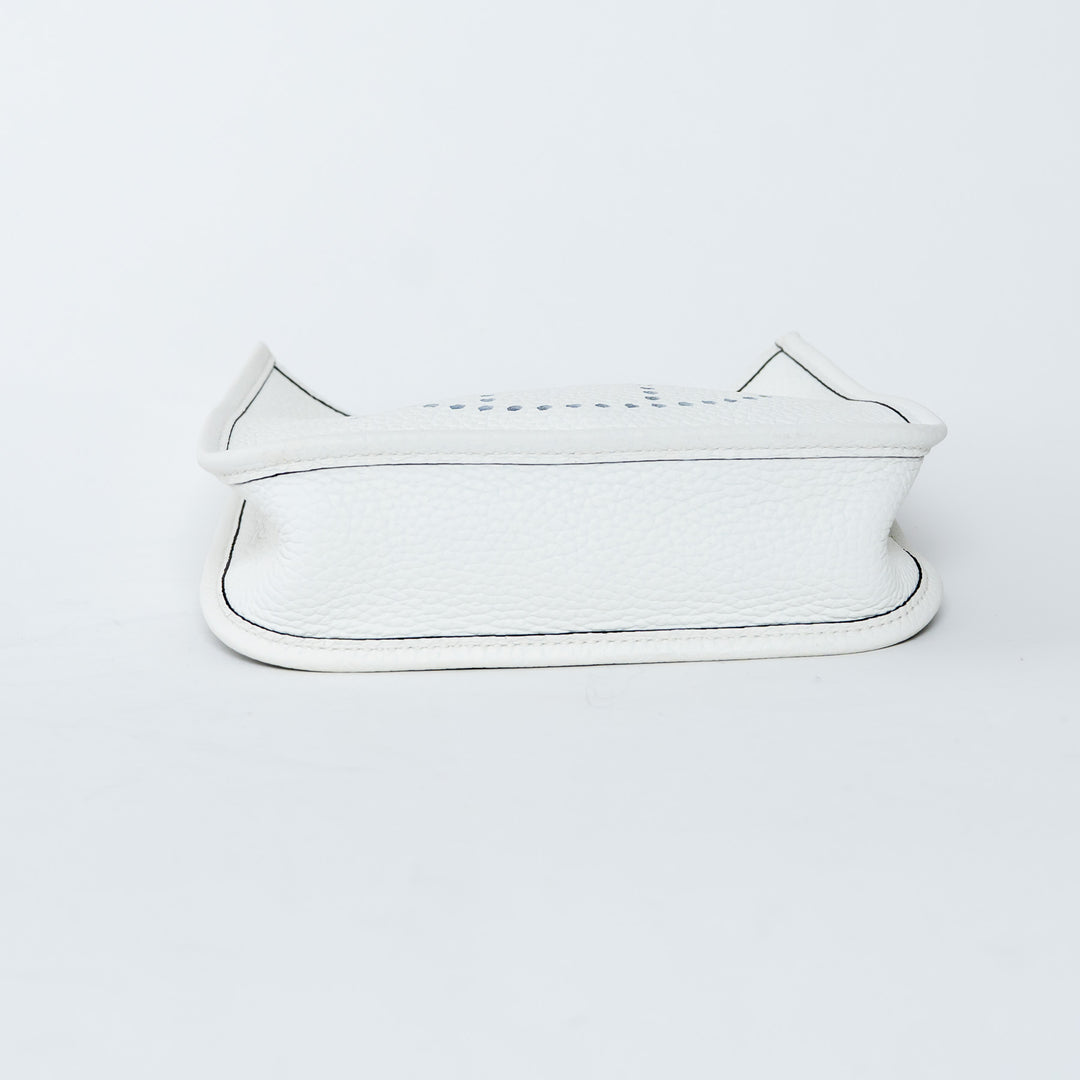 Hermes New White Clemence Leather Mini Evelyne 16