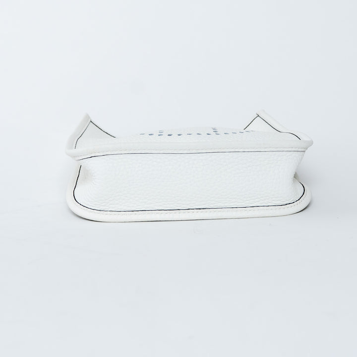 Hermes New White Clemence Leather Mini Evelyne 16