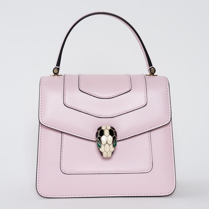 Bvlgari Blush Pink Calf Leather Small Serpenti Forever Top Handle Handbag