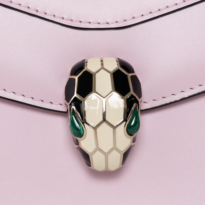 Bvlgari Blush Pink Calf Leather Small Serpenti Forever Top Handle Handbag