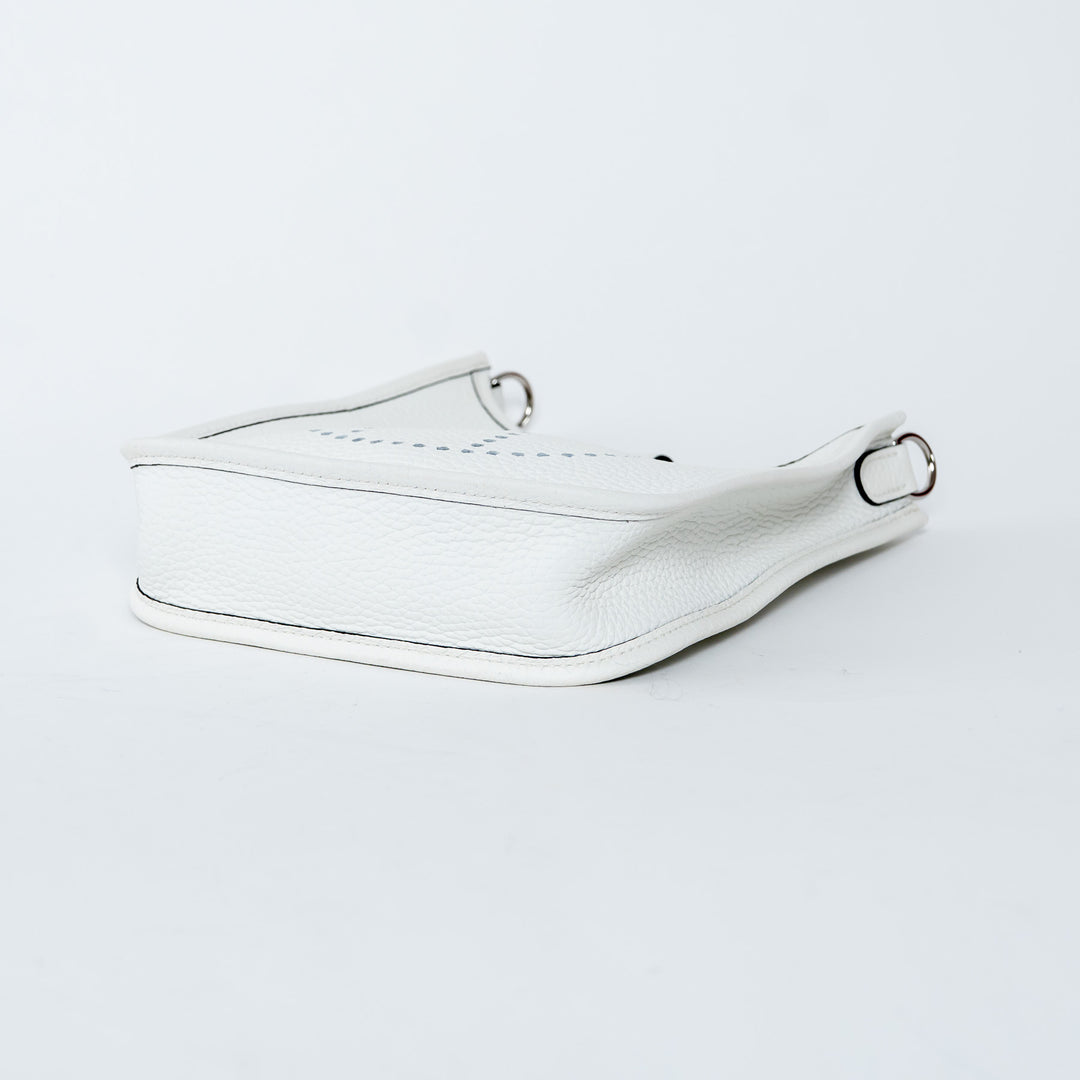Hermes New White Clemence Leather Mini Evelyne 16