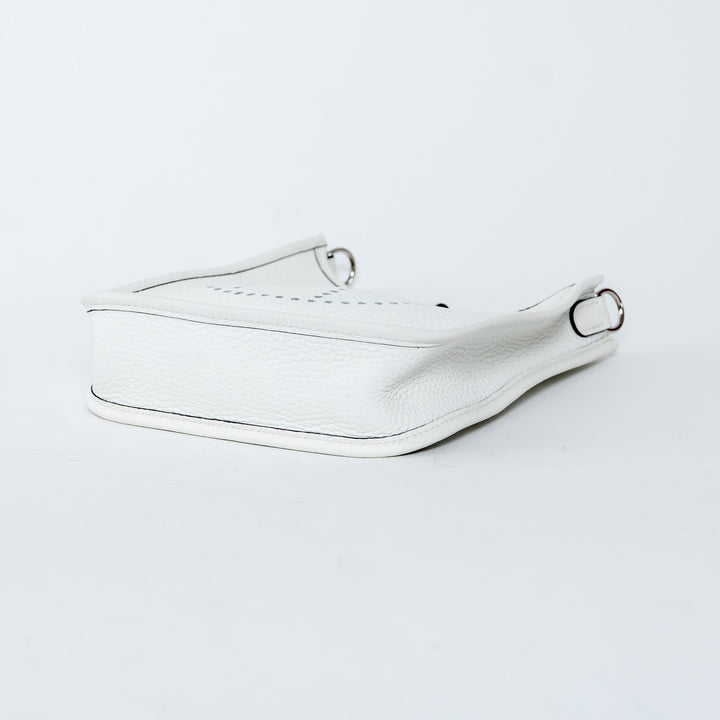 Hermes New White Clemence Leather Mini Evelyne 16