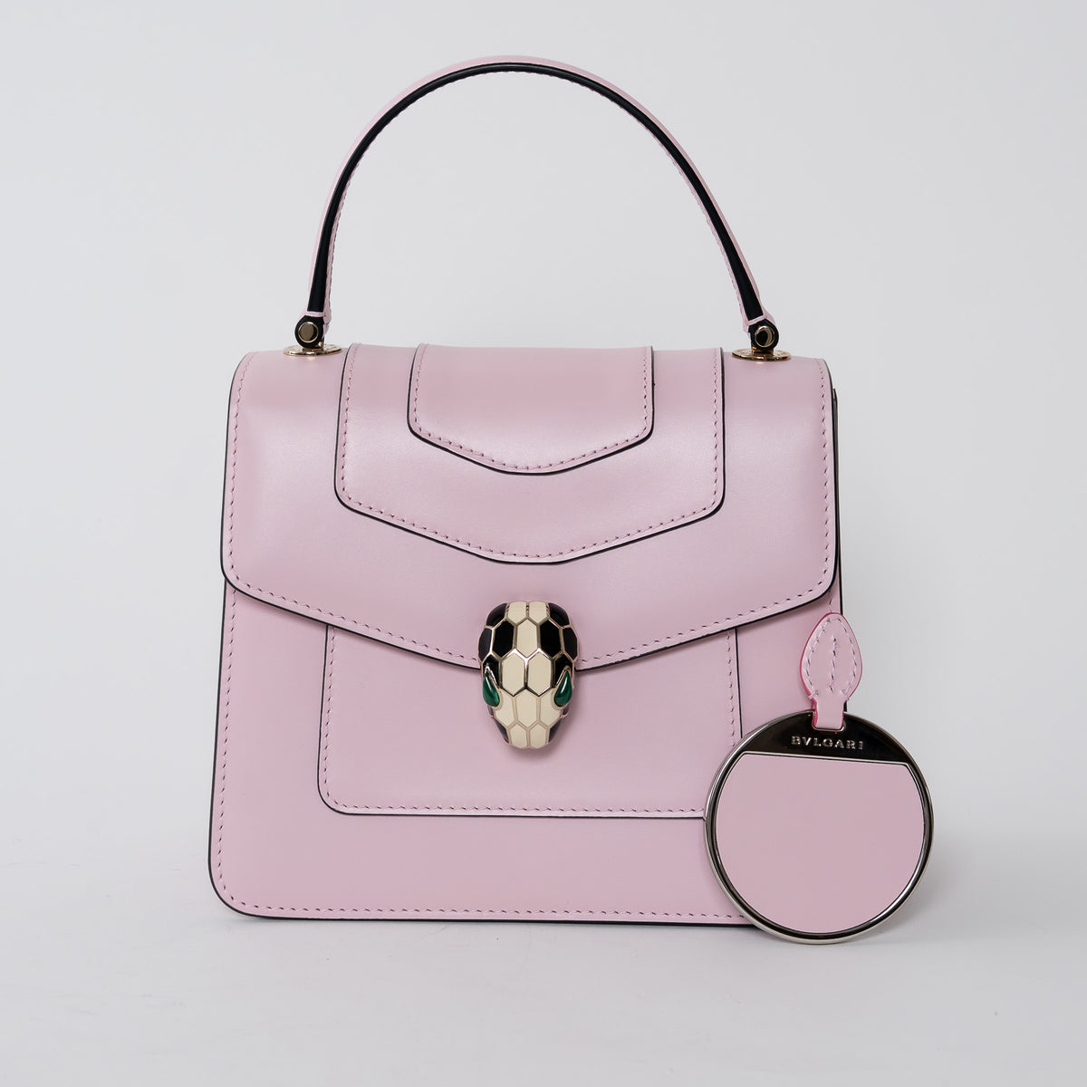 Bvlgari Blush Pink Calf Leather Small Serpenti Forever Top Handle Handbag