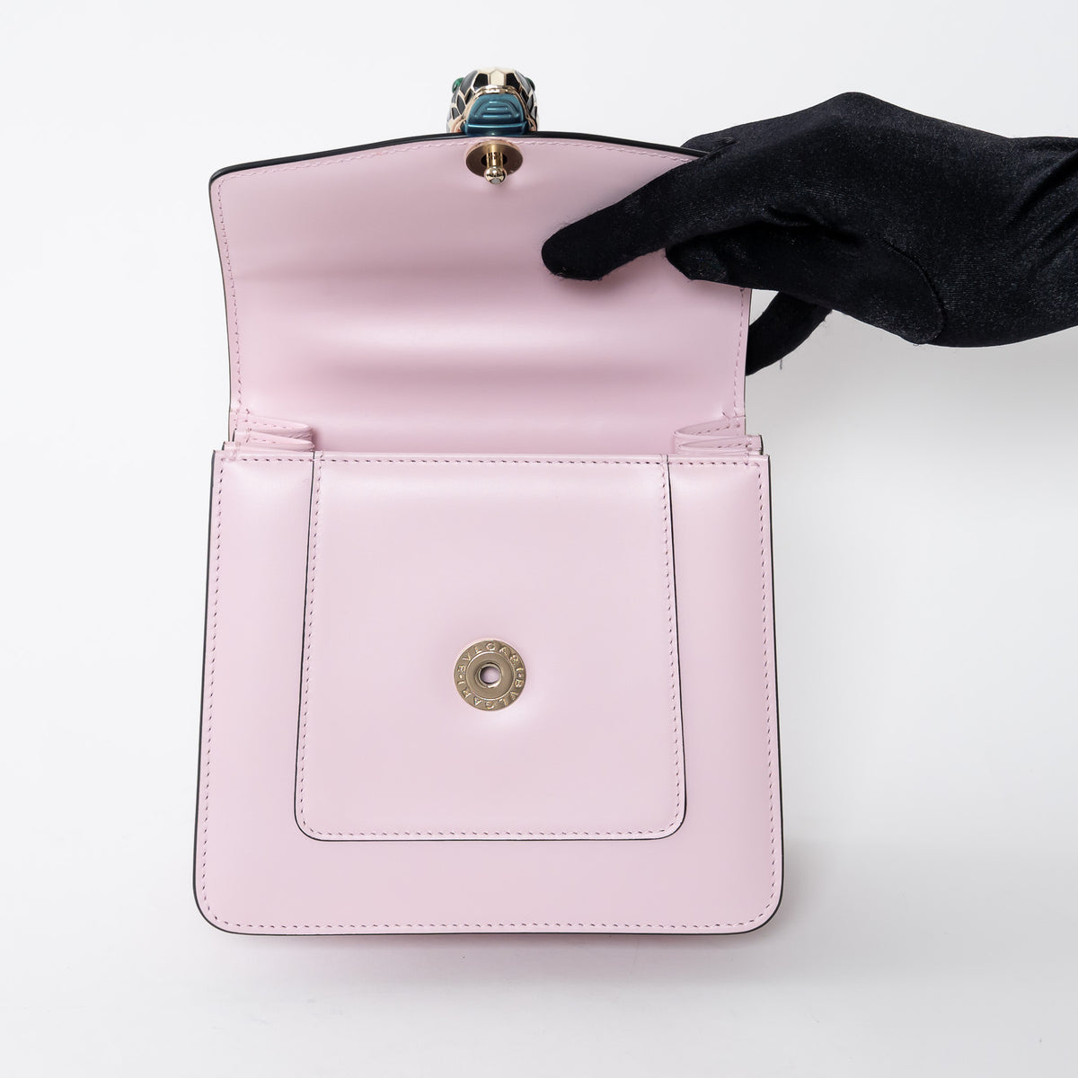 Bvlgari Blush Pink Calf Leather Small Serpenti Forever Top Handle Handbag