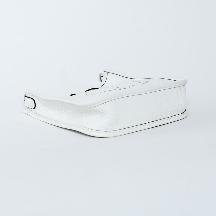 Hermes New White Clemence Leather Mini Evelyne 16