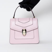 Bvlgari Blush Pink Calf Leather Small Serpenti Forever Top Handle Handbag