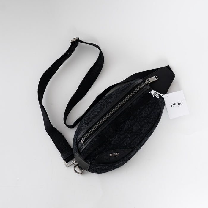 Dior Men's Black Oblique Canvas Scarab Sling Crossbody Bag