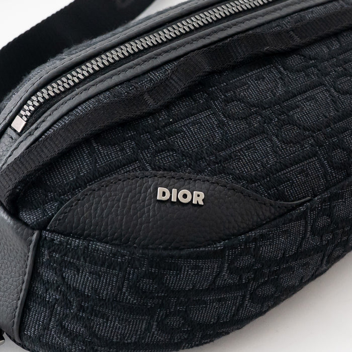 Dior Men's Black Oblique Canvas Scarab Sling Crossbody Bag