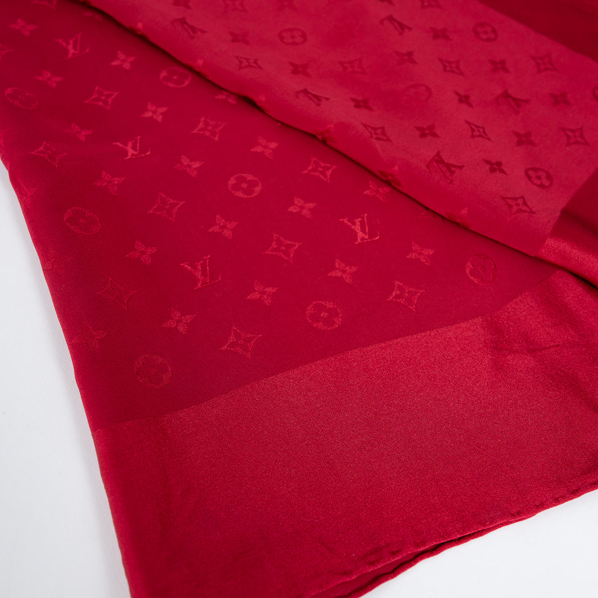 Louis Vuitton Red Monogram Silk Scarf