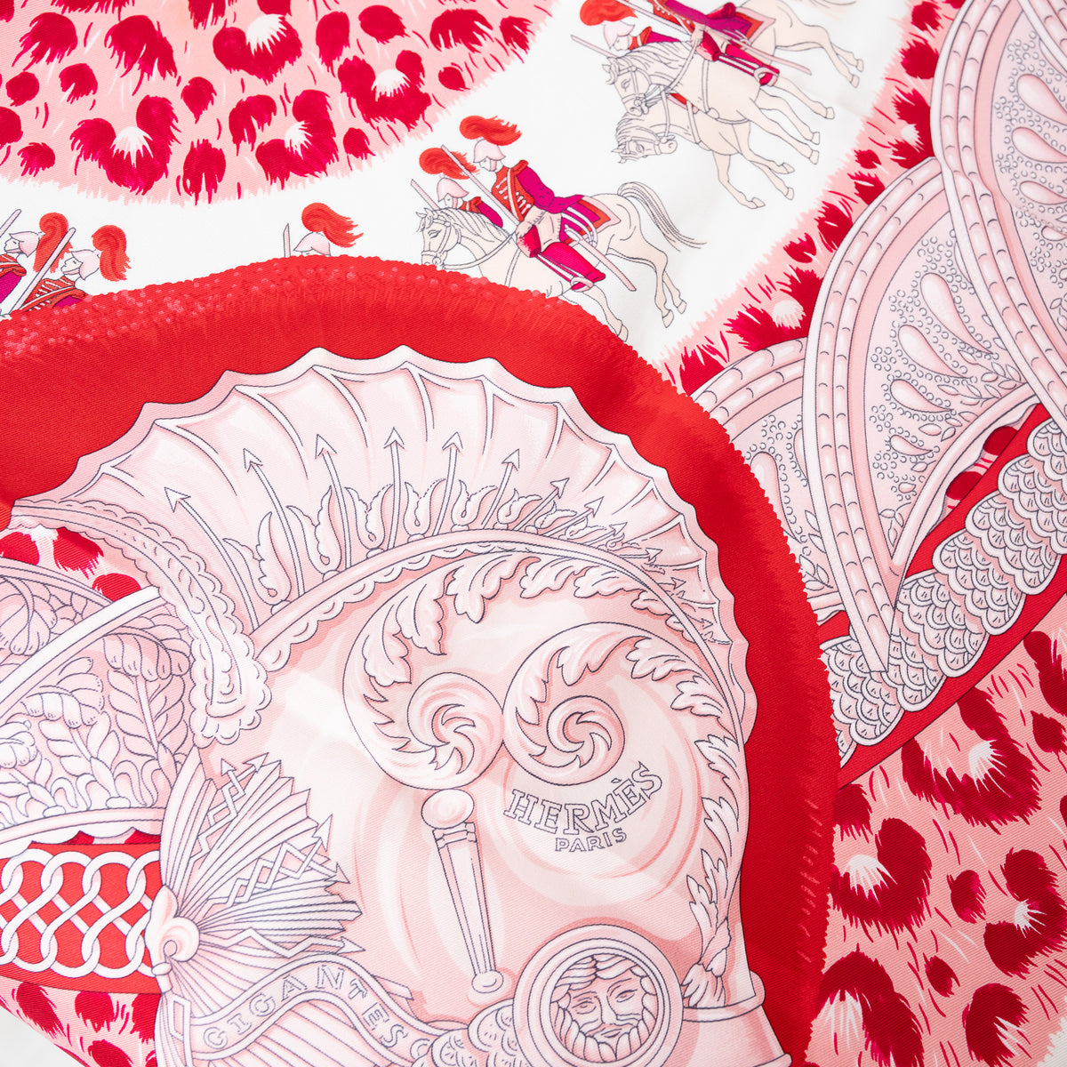 Hermes Red/Teal Silk Plumets du Roy Printed Scarf