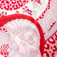 Hermes Red/Teal Silk Plumets du Roy Printed Scarf