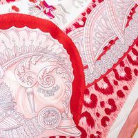 Hermes Red/Teal Silk Plumets du Roy Printed Scarf
