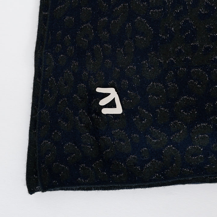 Louis Vuitton Navy/Green Cashmere Silk Blend Animal Print Scarf with Logo Detail