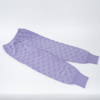 Gucci Purple/Metallic Wool Monogram Print Casual Pants Size S