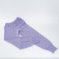 Gucci Purple/Metallic Wool Monogram Print Casual Pants Size S