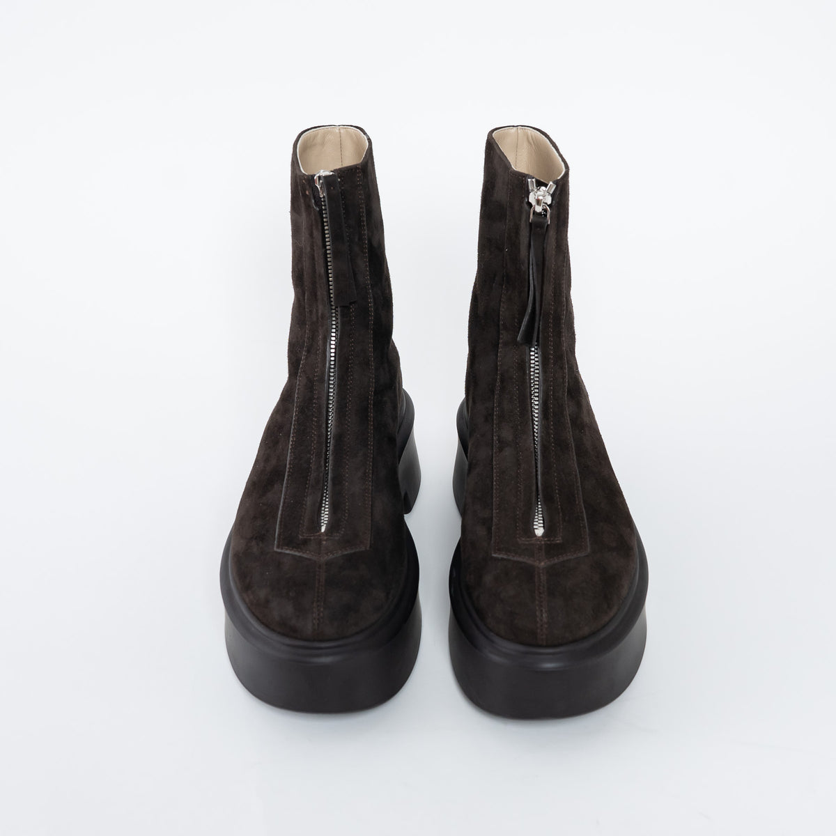 The Row Brown Suede Platform Boots with Zip Closure Size 38