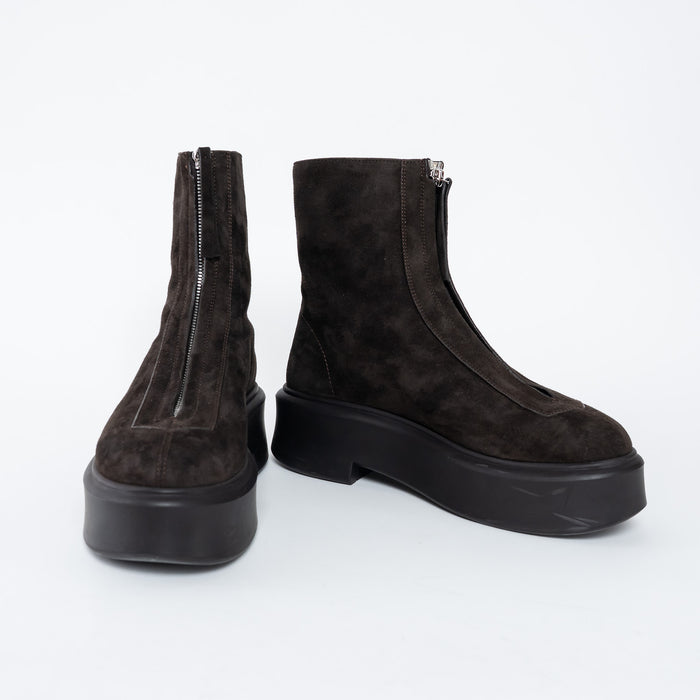 The Row Brown Suede Platform Boots with Zip Closure Size 38