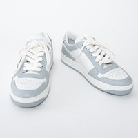 Prada White/Grey Calf Leather Downtown Low Top Sneakers Size 37.5