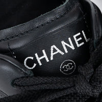 Pre-Loved Chanel™ Black Calfskin Leather Low Top Sneakers Size 35.5