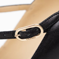 Pre-Loved Chanel™ Two Tone Black Beige Calfskin Leather Pumps Size 38.5