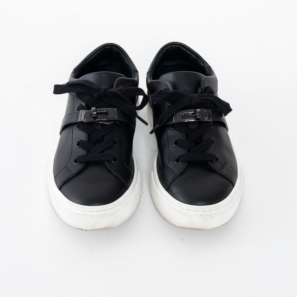 Hermes Black Calfskin Leather Day Sneakers Size 35