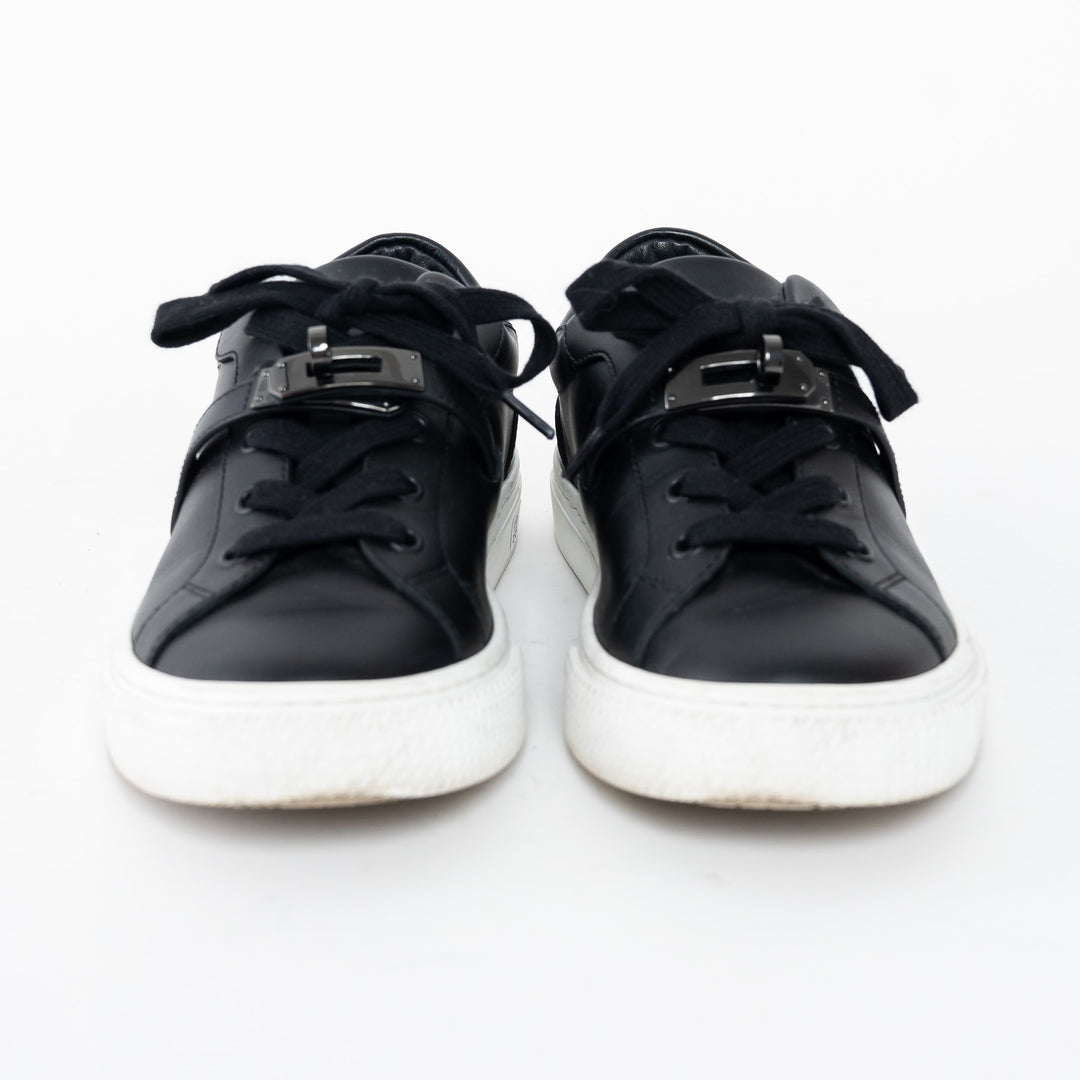 Hermes Black Calfskin Leather Day Sneakers Size 35