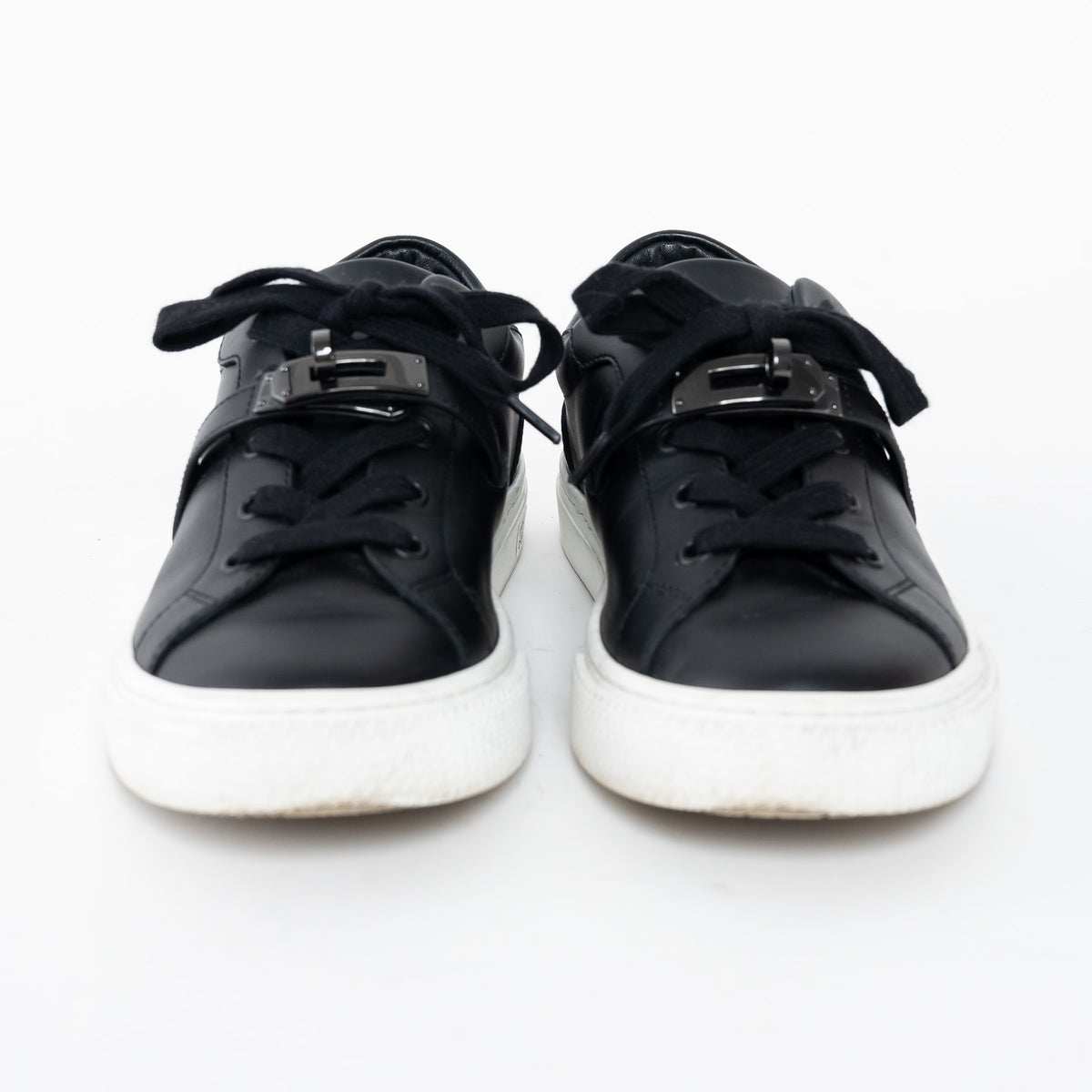 Hermes Black Calfskin Leather Day Sneakers Size 35