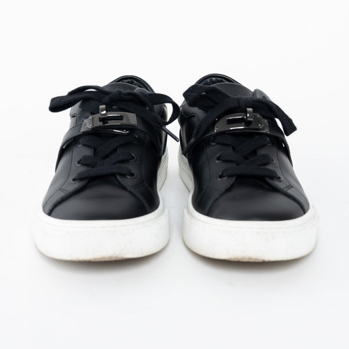 Hermes Black Calfskin Leather Day Sneakers Size 35