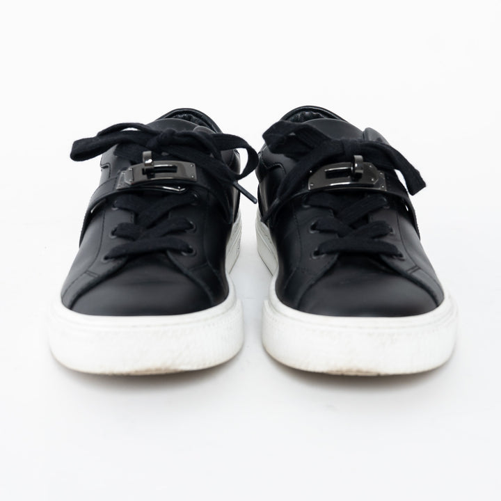 Hermes Black Calfskin Leather Day Sneakers Size 35