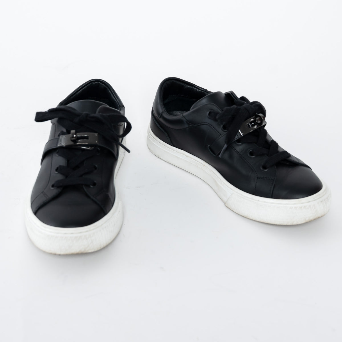 Hermes Black Calfskin Leather Day Sneakers Size 35