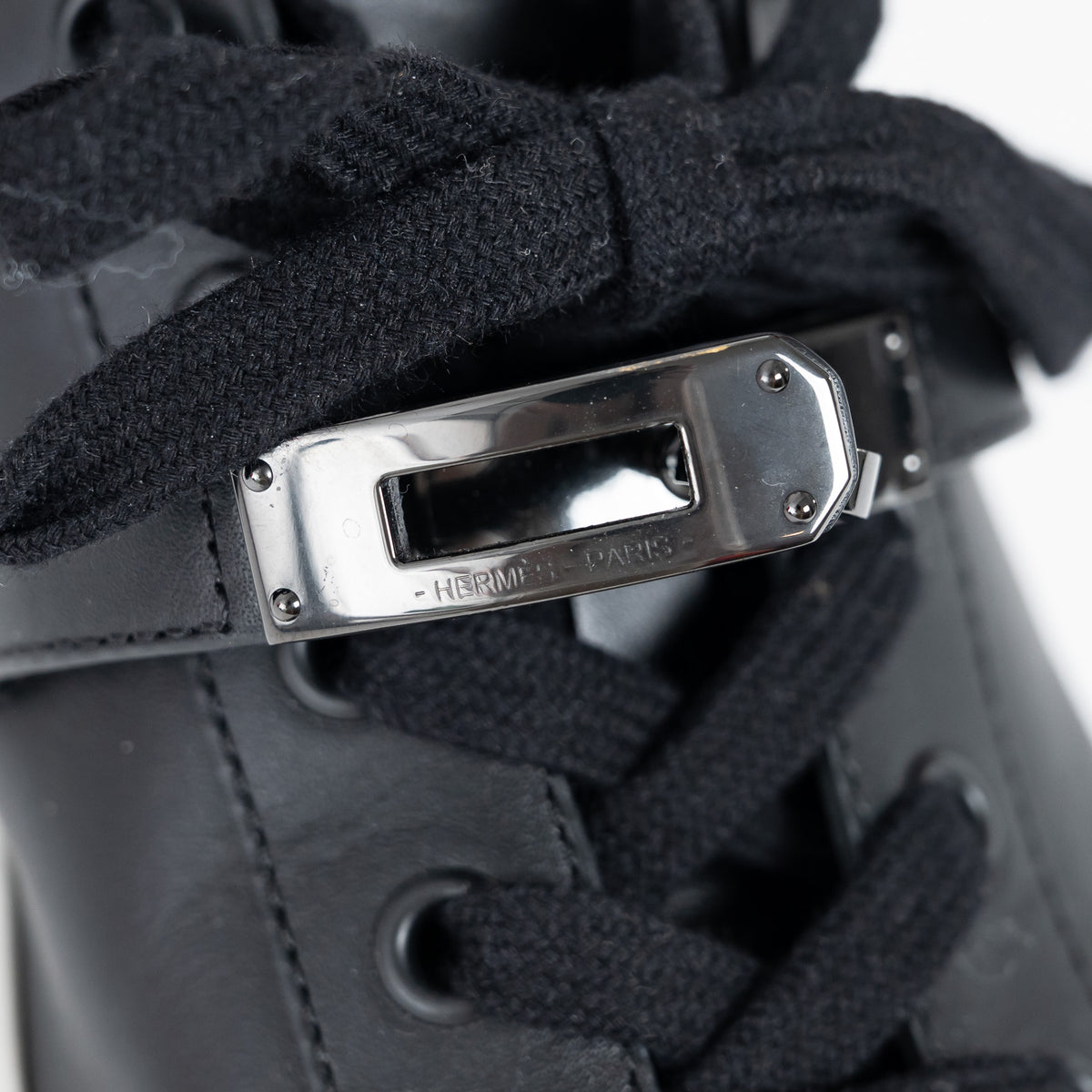 Hermes Black Calfskin Leather Day Sneakers Size 35