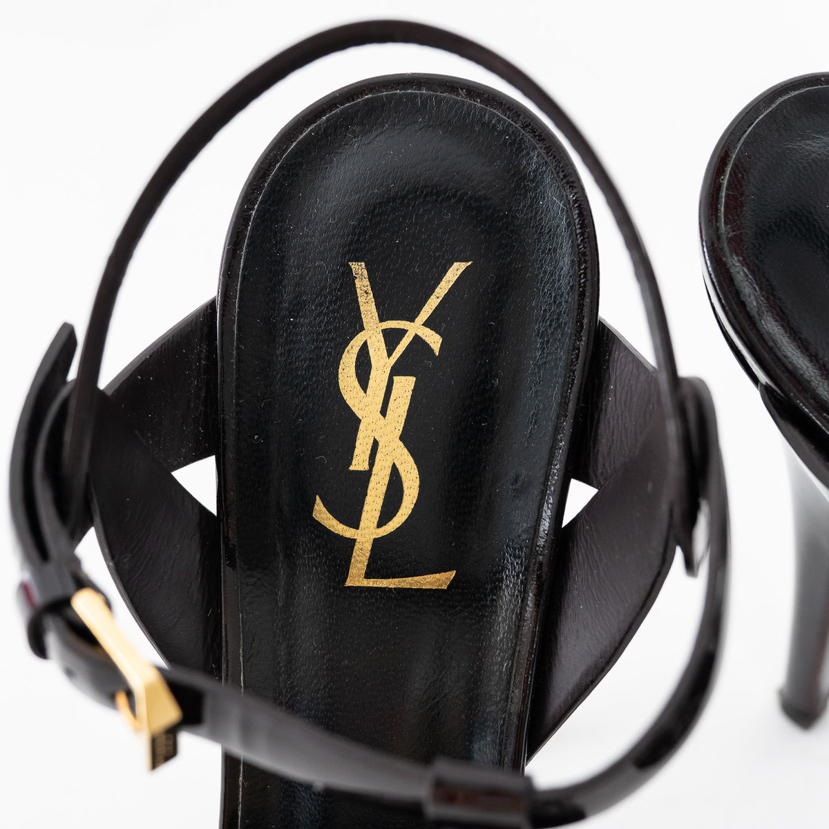 Saint Laurent Burgundy Patent Leather Tribute Platform Sandals Size 38