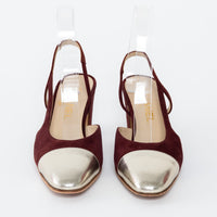 Pre-Loved Chanel™ Burgundy Suede Slingbacks Size 37C