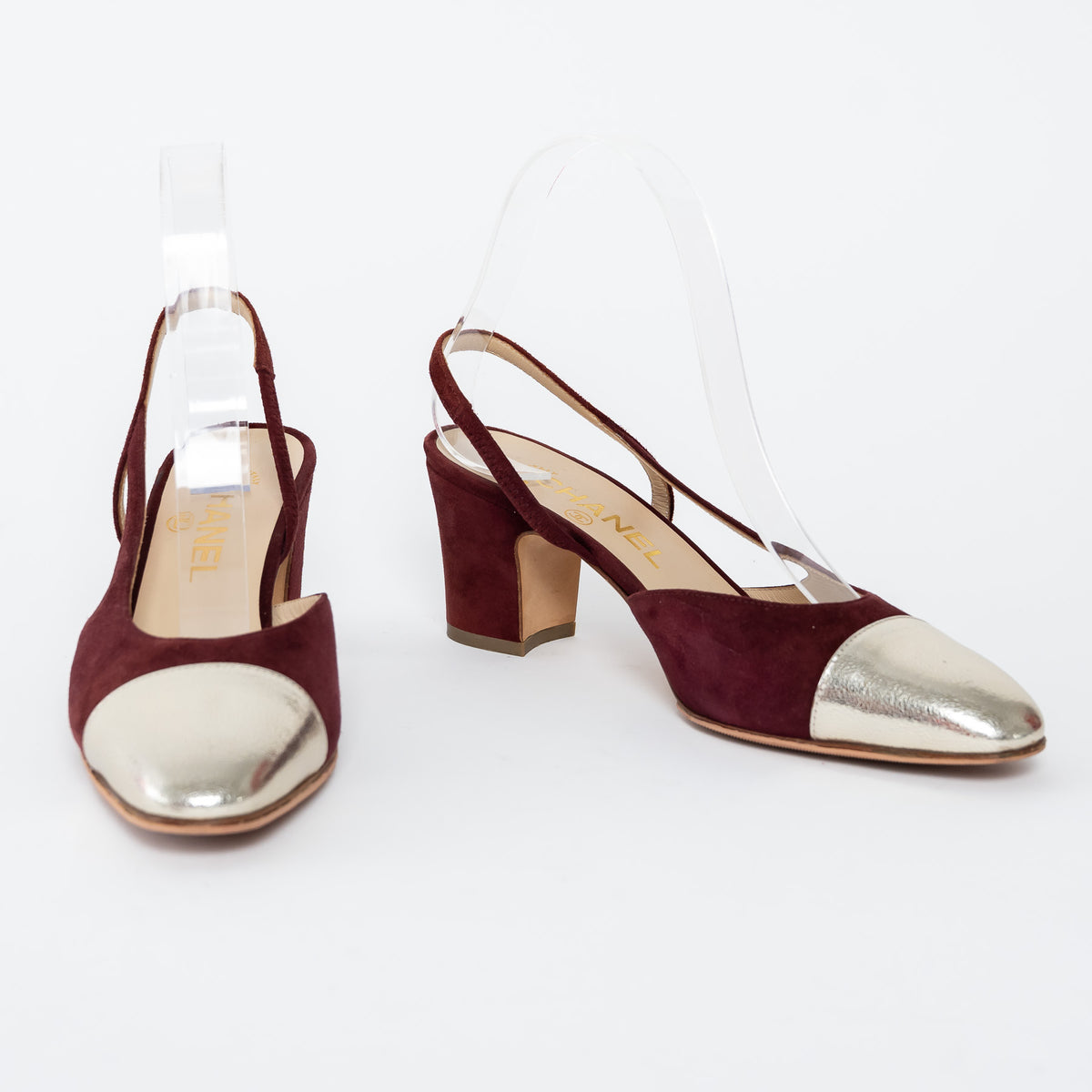 Pre-Loved Chanel™ Burgundy Suede Slingbacks Size 37C