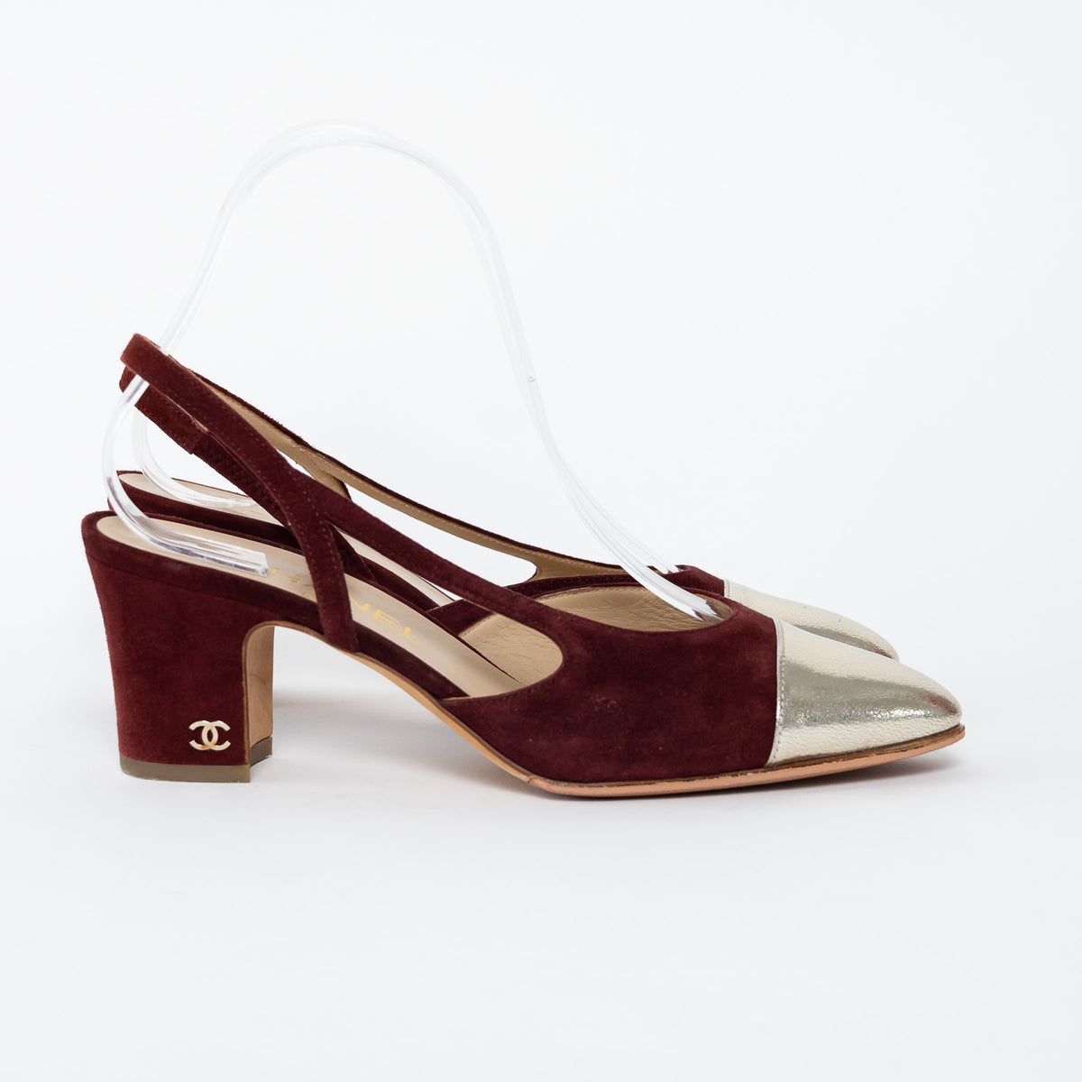 Pre-Loved Chanel™ Burgundy Suede Slingbacks Size 37C