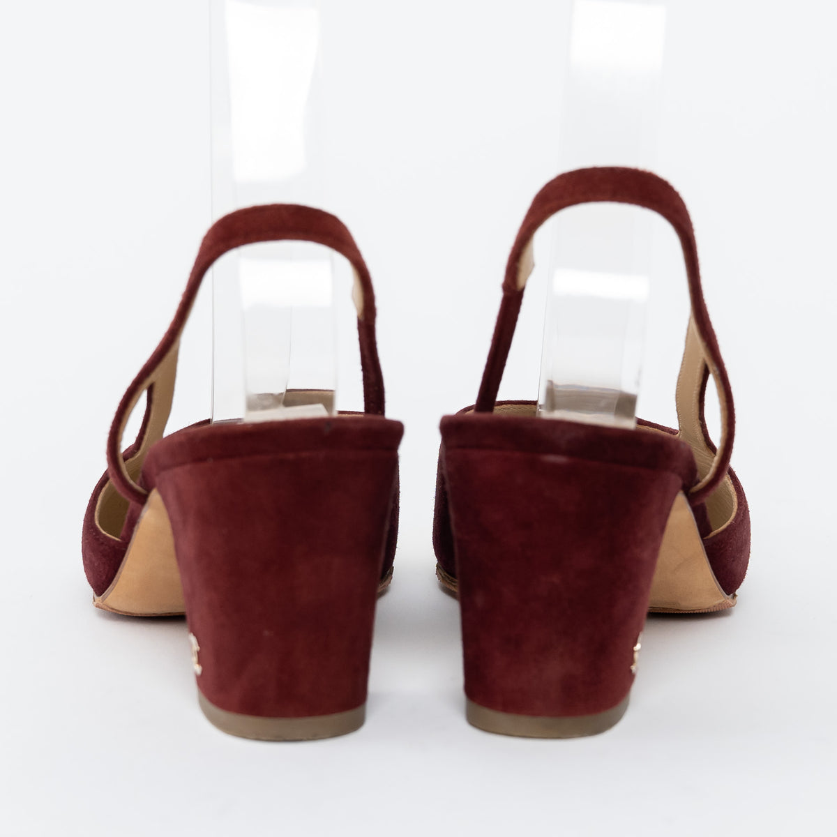 Pre-Loved Chanel™ Burgundy Suede Slingbacks Size 37C