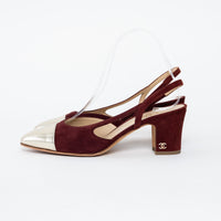Pre-Loved Chanel™ Burgundy Suede Slingbacks Size 37C