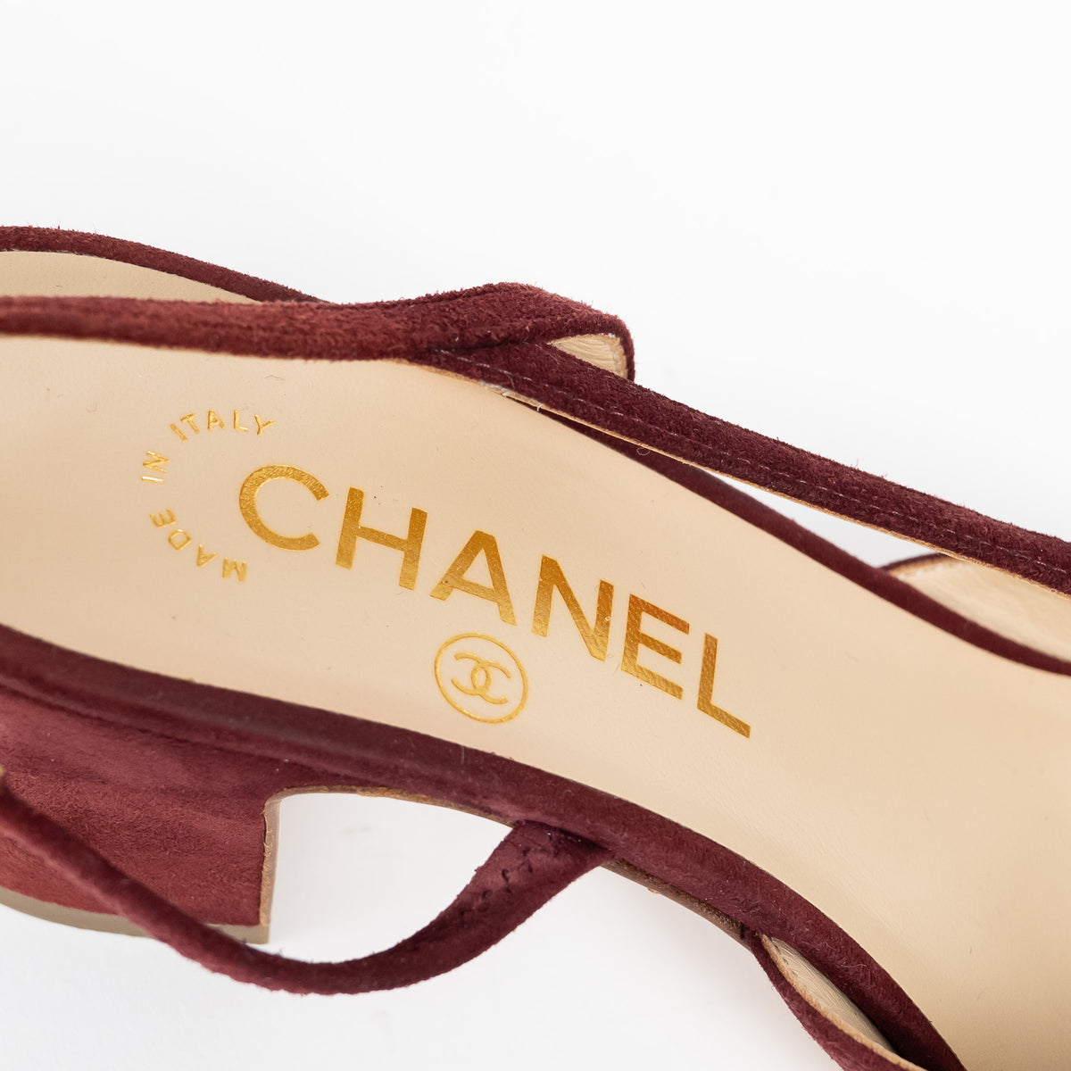 Pre-Loved Chanel™ Burgundy Suede Slingbacks Size 37C