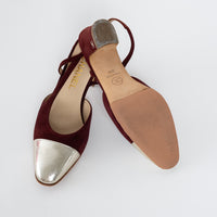 Pre-Loved Chanel™ Burgundy Suede Slingbacks Size 37C