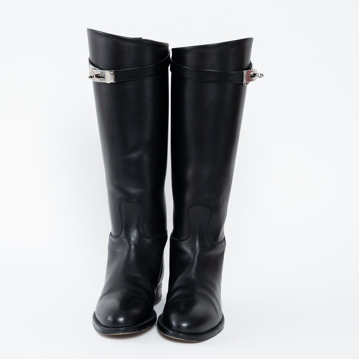 Hermes Black Box Calfskin Leather Jumping Boots Size 35