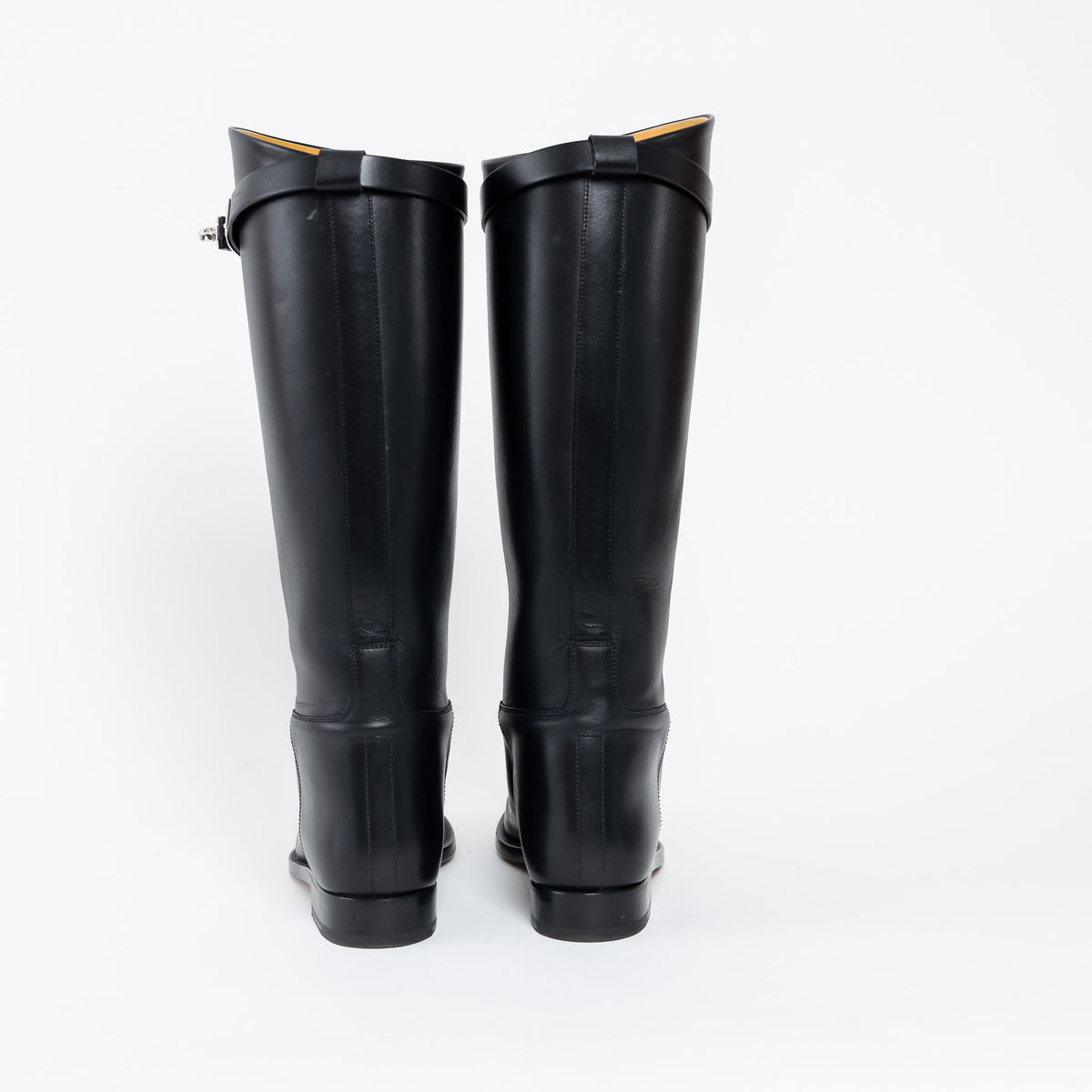 Hermes Black Box Calfskin Leather Jumping Boots Size 35