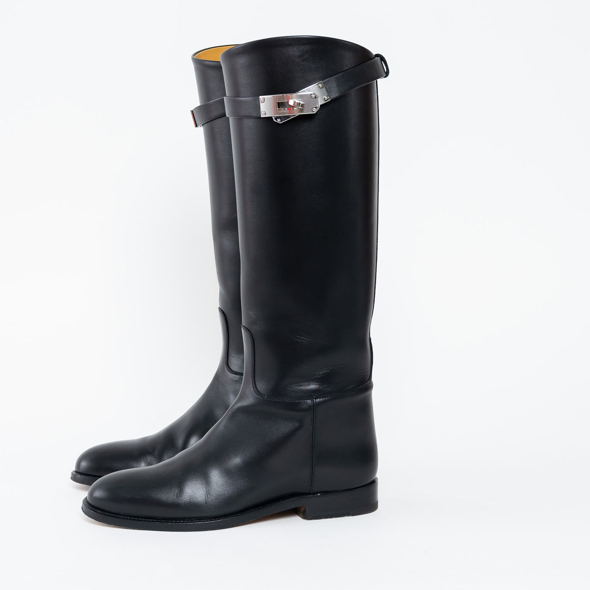 Hermes Black Box Calfskin Leather Jumping Boots Size 35