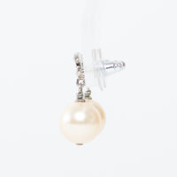 Pre-Loved Chanel™ Silver Tone Inset Crystal Pearl Drop Earrings