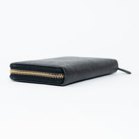 Prada Black Saffiano Leather Zip Around Continental Wallet