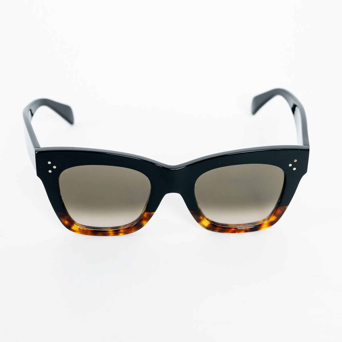 Celine Black and Tortoise Shell Ombre Sunglasses with Dot Detail