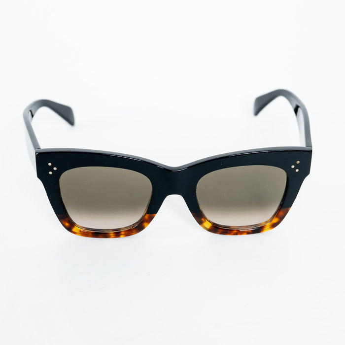 Celine Black and Tortoise Shell Ombre Sunglasses with Dot Detail
