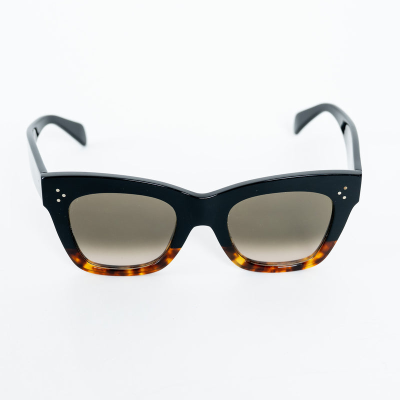 Celine Black and Tortoise Shell Ombre Sunglasses with Dot Detail