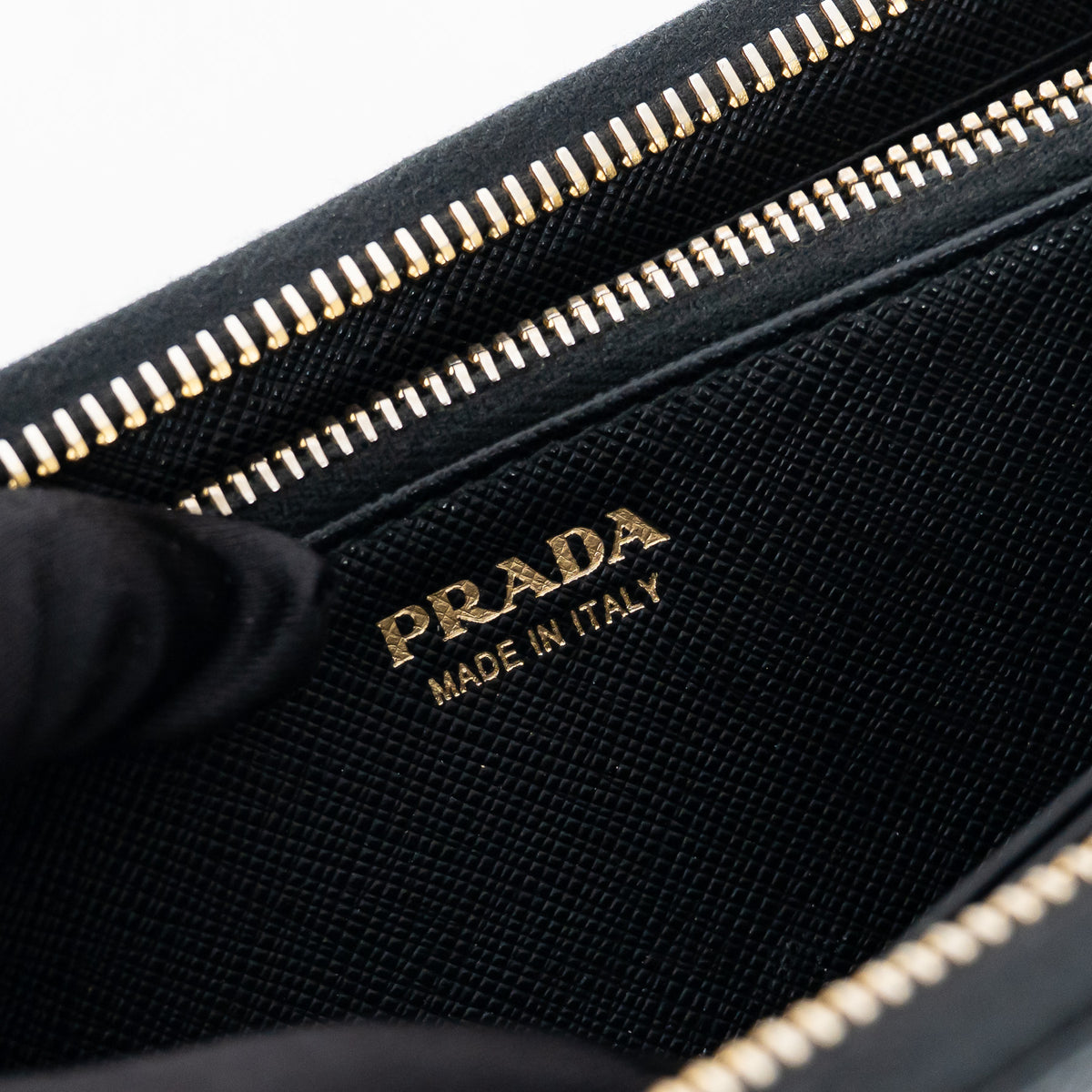 Prada Black Saffiano Leather Zip Around Continental Wallet