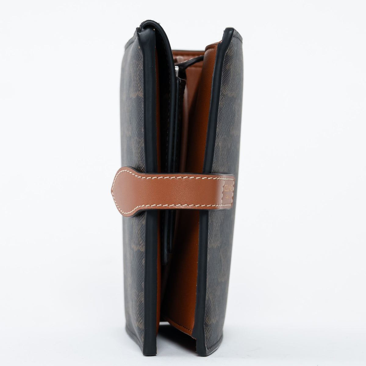 Celine Triomphe Monogram Canvas and Tan Calfskin Leather Travel Kit